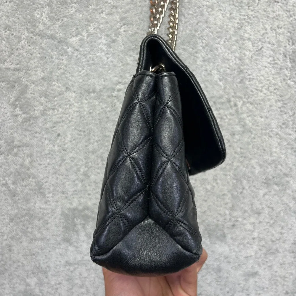 Kate Spade Black Quilted Leather Shoulder Crossbody Bag Chain Strap Turnlock